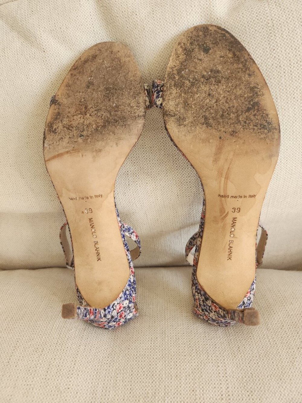 Manolo Blahnik Floral Print Satin Strappy High Heel Sandals - Sz 39 - Picture 8 of 15